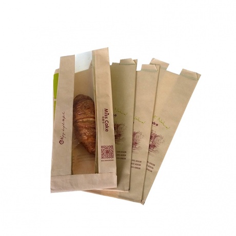China Manufacturer Custom Food Grade Greaseproof Kraft Paper French Bread Baguette Bag For Bakery Packaging