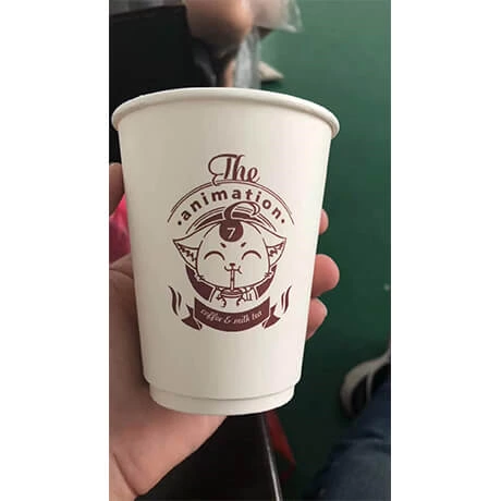 Custom Printed Logo Disposable Double Wall Paper Coffee Cup With Lids