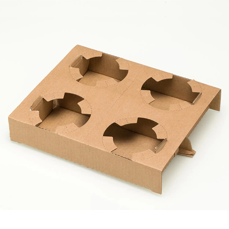 Custom Logo Printed Disposable Coffee Paper Cup Holder Kraft Paper Cup Holder