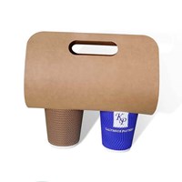 Customized Disposable Take Away Paper Cup Carrier Craft Paper Coffee Cup Holder