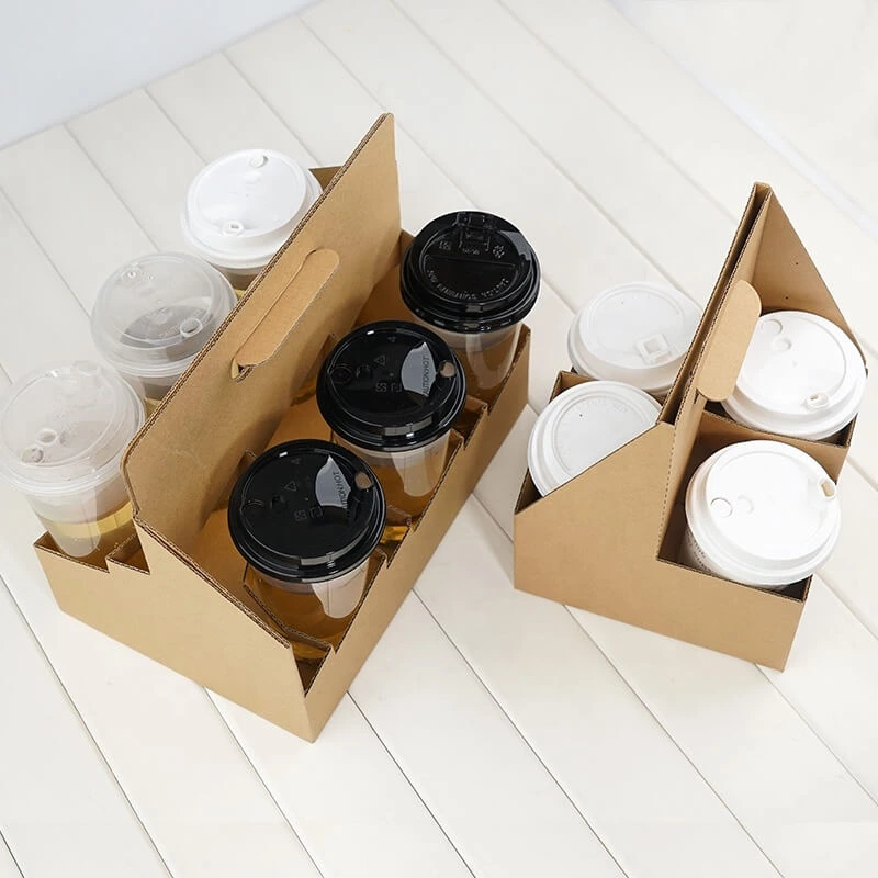 Customized Disposable Cardboard Cup Holders,Coffee Paper Cup Holder With Handle,Paper Cup Holder