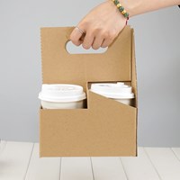 Customized Disposable Cardboard Cup Holders,Coffee Paper Cup Holder With Handle,Paper Cup Holder