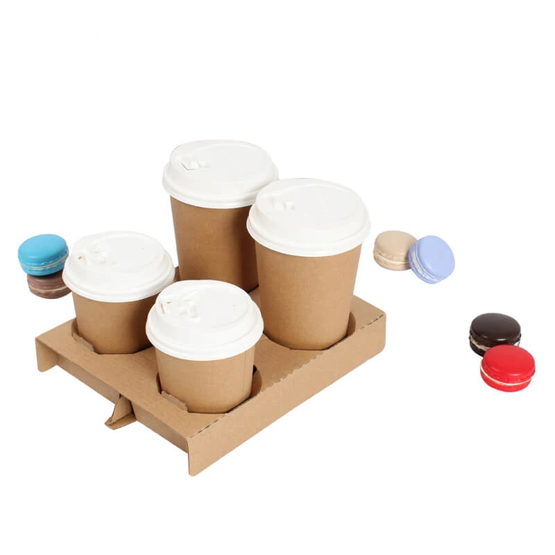 Customized Durable Disposable Corrugate Paper Hot Drink Paper Cup Holder For Cup Packing