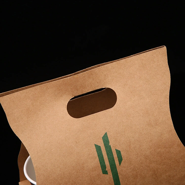 Customized Eco Friendly Disposable Paper Take Out Coffee Cup Drink Carriers 2 Pack Paper Cup Holder With Handle