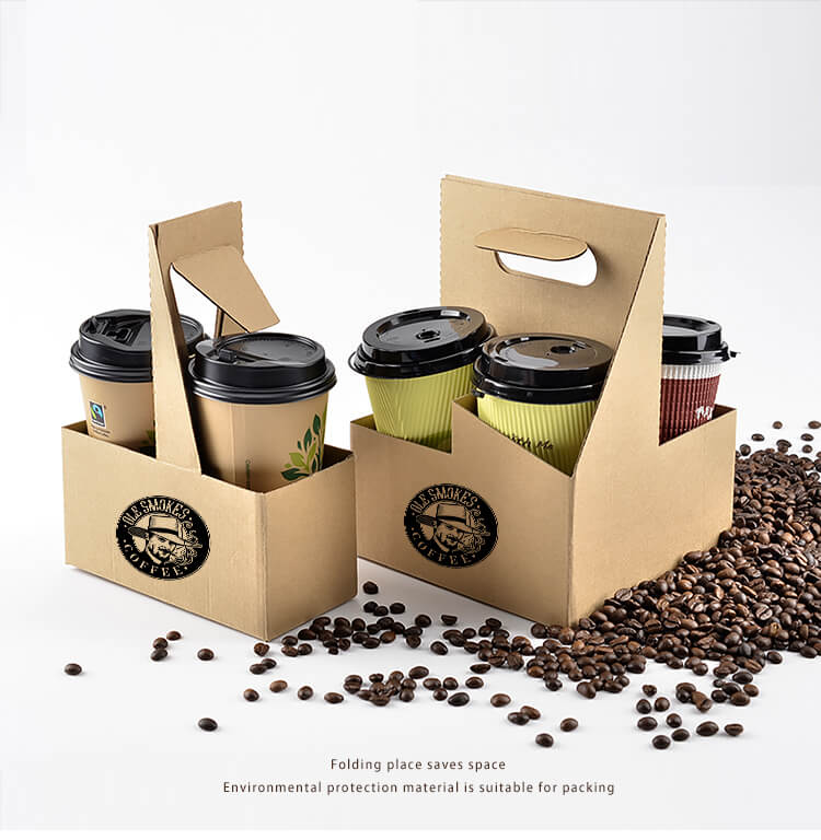 Customized Paper Coffee Cup Holder Take Away Paper Cup Holder Tray