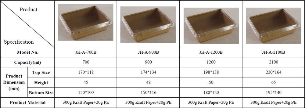 Customized Factory Made Disposable Kraft Salad PLA Coated Paper Salad Box With Window