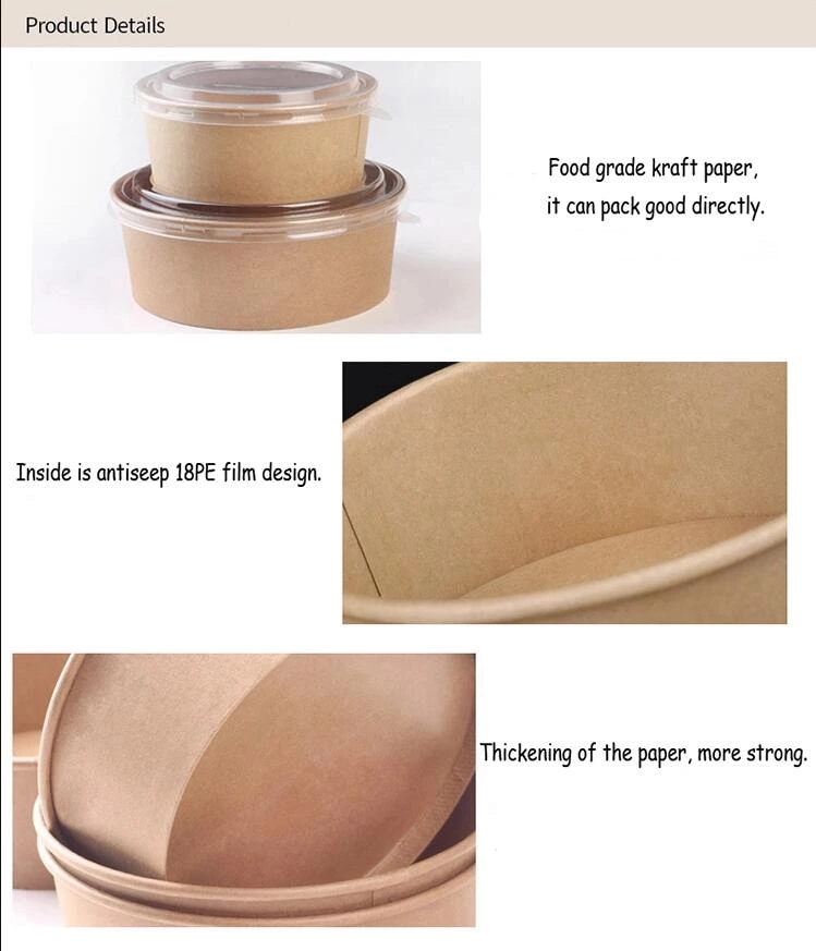 Customized Kraft Paper Round Salad Box Take Out Food Box