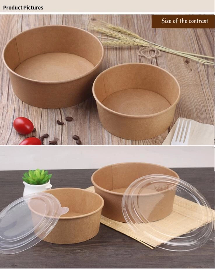 Customized Kraft Paper Round Salad Box Take Out Food Box
