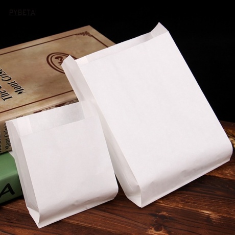 Customized Square Bottom Bag Food White Brown Kraft Greaseproof Paper Takeaway SOS Lunch Bags For Packing