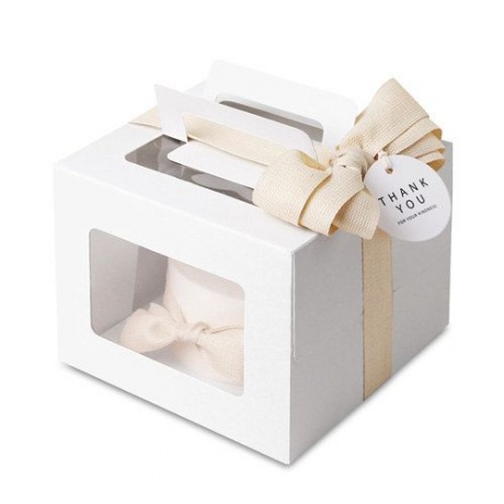 Customized White Cardboard Cake Box With Window