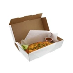 White Kraft Paper Hamburger Pizza Salad Fried Chicken Pasta Box With Handle Custom Design Logo Size Colour