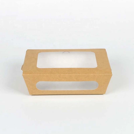 Wholesale Custom Accept Food Grade Kraft Cardboard Food Take Away Salad Box With Window