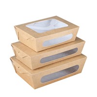 Wholesale Custom Accept Food Grade Kraft Cardboard Food Take Away Salad Box With Window