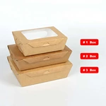 Wholesale Custom Accept Food Grade Kraft Cardboard Food Take Away Salad Box With Window
