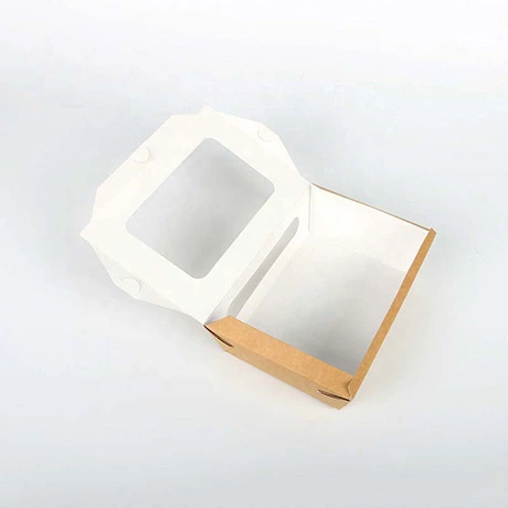 Wholesale Custom Accept Food Grade Kraft Cardboard Food Take Away Salad Box With Window