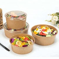 Disposable Custom Printed Kraft Paper Salad Bowl Kraft Paper Salad Box Paper Salad Box