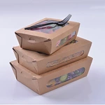 Customized Factory Made Disposable Kraft Salad PLA Coated Paper Salad Box With Window