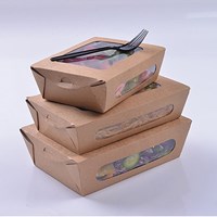 Customized Factory Made Disposable Kraft Salad PLA Coated Paper Salad Box With Window