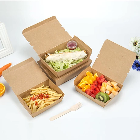 Customized Disposable Printable Kraft Paper Food Box Food Packing Lunch Box Paper Salad Box