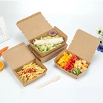 Customized Disposable Printable Kraft Paper Food Box Food Packing Lunch Box Paper Salad Box
