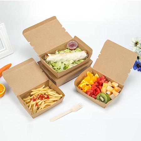 French Fries Food Packaging Box Paper Meal Customized Logo Take Away Kraft