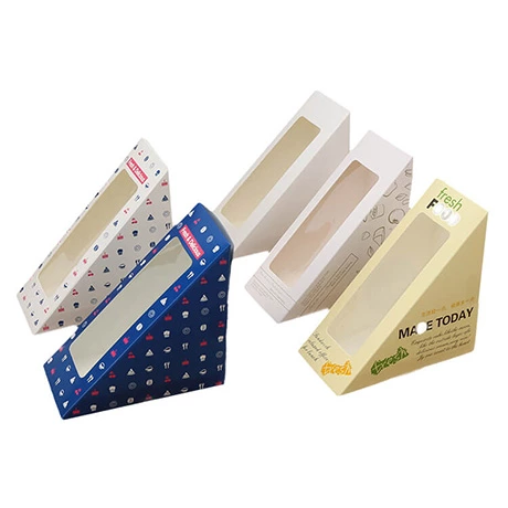 Custom New Food Grade Triangle Fashion Cute Disposable Paper Sandwich Packaging Box