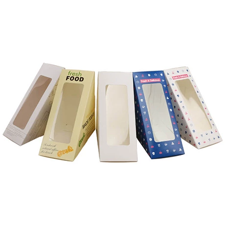 Custom New Food Grade Triangle Fashion Cute Disposable Paper Sandwich Packaging Box