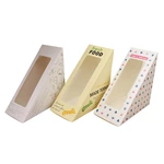 Custom New Food Grade Triangle Fashion Cute Disposable Paper Sandwich Packaging Box
