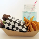 Custom Printed Disposable Brown Kraft Paper Boat Tray For Food