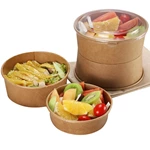 Customized 500ml 750ml 1000ml Biodegradable Disposable Take Away Round Shape Kraft Paper Salad Box