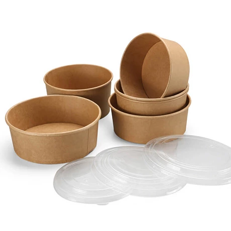 Customized 500ml 750ml 1000ml Biodegradable Disposable Take Away Round Shape Kraft Paper Salad Box