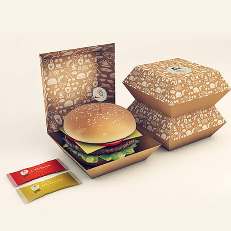 Customized Brown Kraft Paper Burger Box Hamburger Box