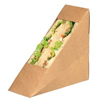Customized Disposable Flat Packaging Folding Triangle Brown Kraft Paper Sandwich Box