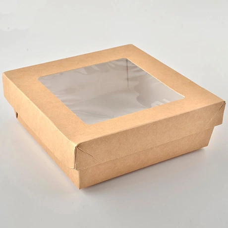 Customized Take Out PE Coated Kraft Paper Salad Box With Window
