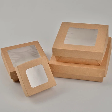 Customized Take Out PE Coated Kraft Paper Salad Box With Window