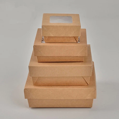 Customized Take Out PE Coated Kraft Paper Salad Box With Window