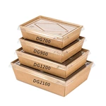 Customized Biodegradable Food Container Packaging Salad Box Disposable Kraft Paper Lunch Box