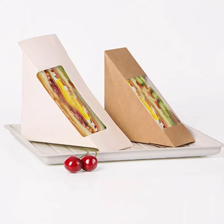 Customized Compostable Kraft Paper Sandwich Wedge Biodegradable Brown Kraft Paper Sandwich Box