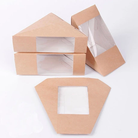 Customized Compostable Kraft Paper Sandwich Wedge Biodegradable Brown Kraft Paper Sandwich Box