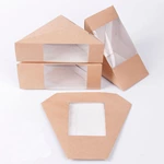 Customized Compostable Kraft Paper Sandwich Wedge Biodegradable Brown Kraft Paper Sandwich Box