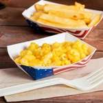 Customized Disposable Boat Shape Paper Food Tray For Fried Chips And Sauce