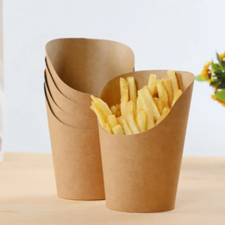 Customized French Fries Chip Paper Cups Disposable Chips Paper Container For Fries