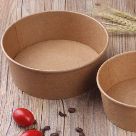 Customized Kraft Paper Round Salad Box Take Out Food Box
