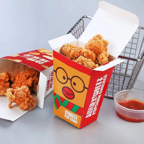 Customized Recycled Food Grade Kraft Paper French Fries Chicken Packaging Takeaway Box