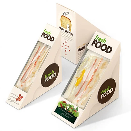 Wholesale Custom Design Triangle Paper Sandwich Packaging Box With Window