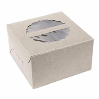 Customized Kraft Paper Cup Cake Box With Clear Plastic Window
