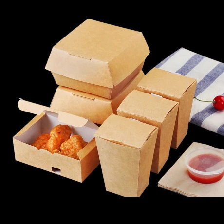 Customized Chicken Box Kraft Hamburger Box Take Away Fast Food Box