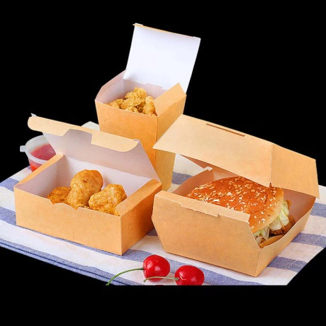 Customized Chicken Box Kraft Hamburger Box Take Away Fast Food Box