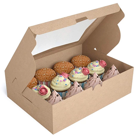 Custom Design Kraft Packaging Gift Cake Paper Box With Transparent Window