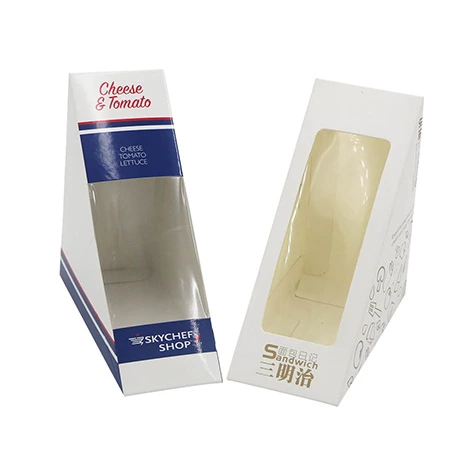 Custom Printed Triangle Cardboard Disposable Take Away Container Packaging Paper Pandwich Box